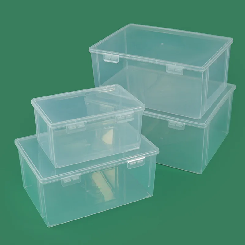 Large double-button transparent pp storage box stationery toy parts plastic box jewelry cosmetics packaging storage box 2