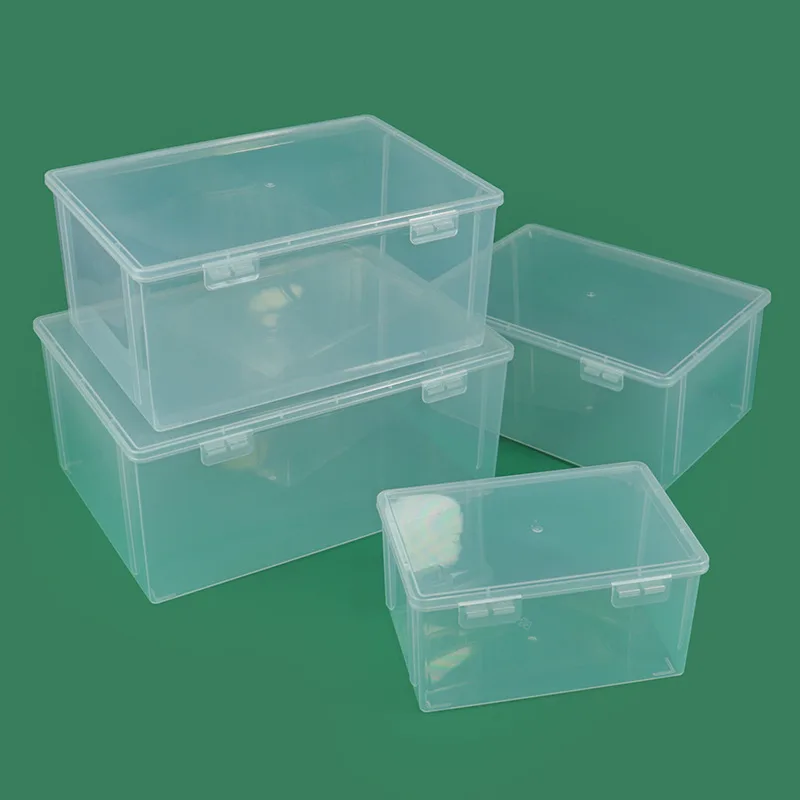 Large double-button transparent pp storage box stationery toy parts plastic box jewelry cosmetics packaging storage box 3