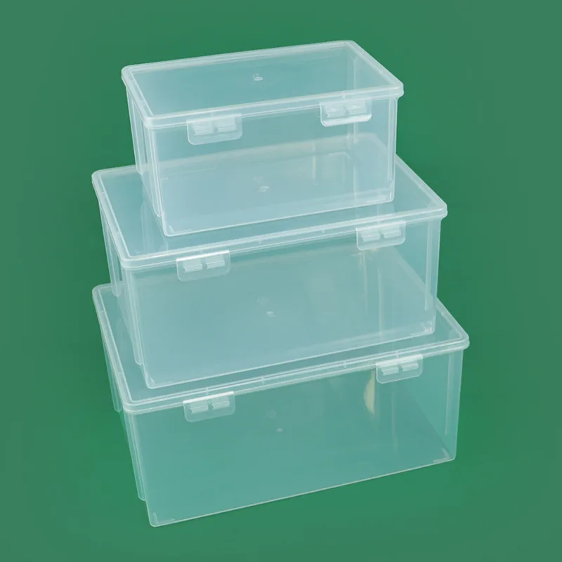 Large double-button transparent pp storage box stationery toy parts plastic box jewelry cosmetics packaging storage box 4