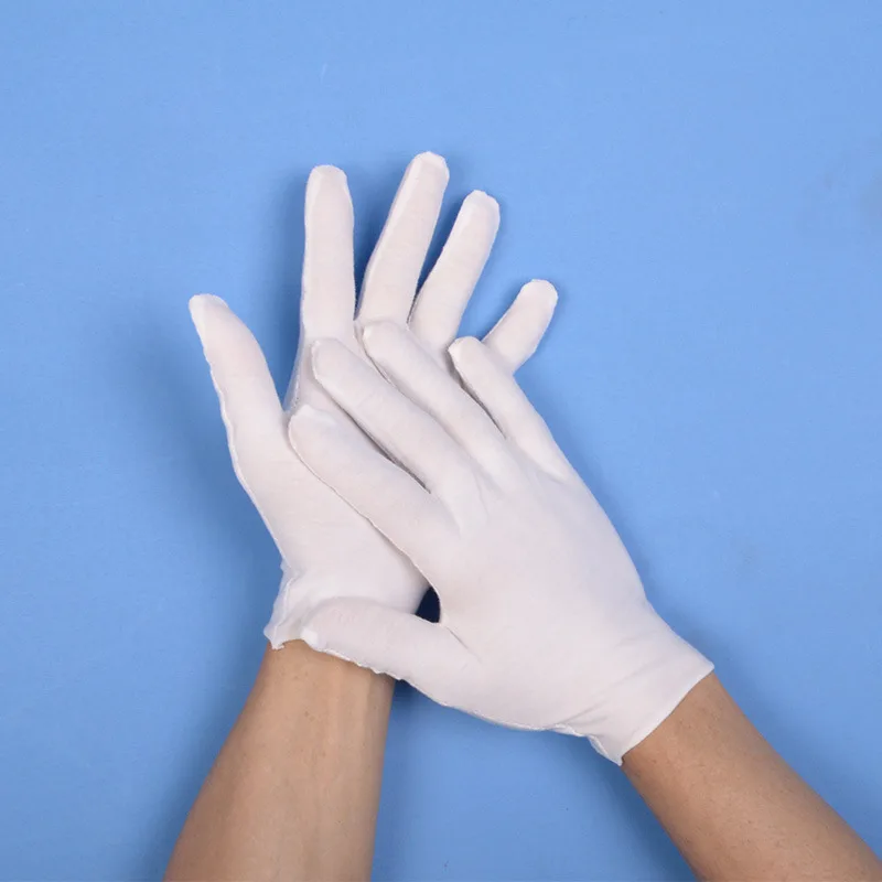 White labor protection gloves cultural and entertainment industrial pure cotton thickened performance etiquette work gloves wear-resistant labor protection gloves 3