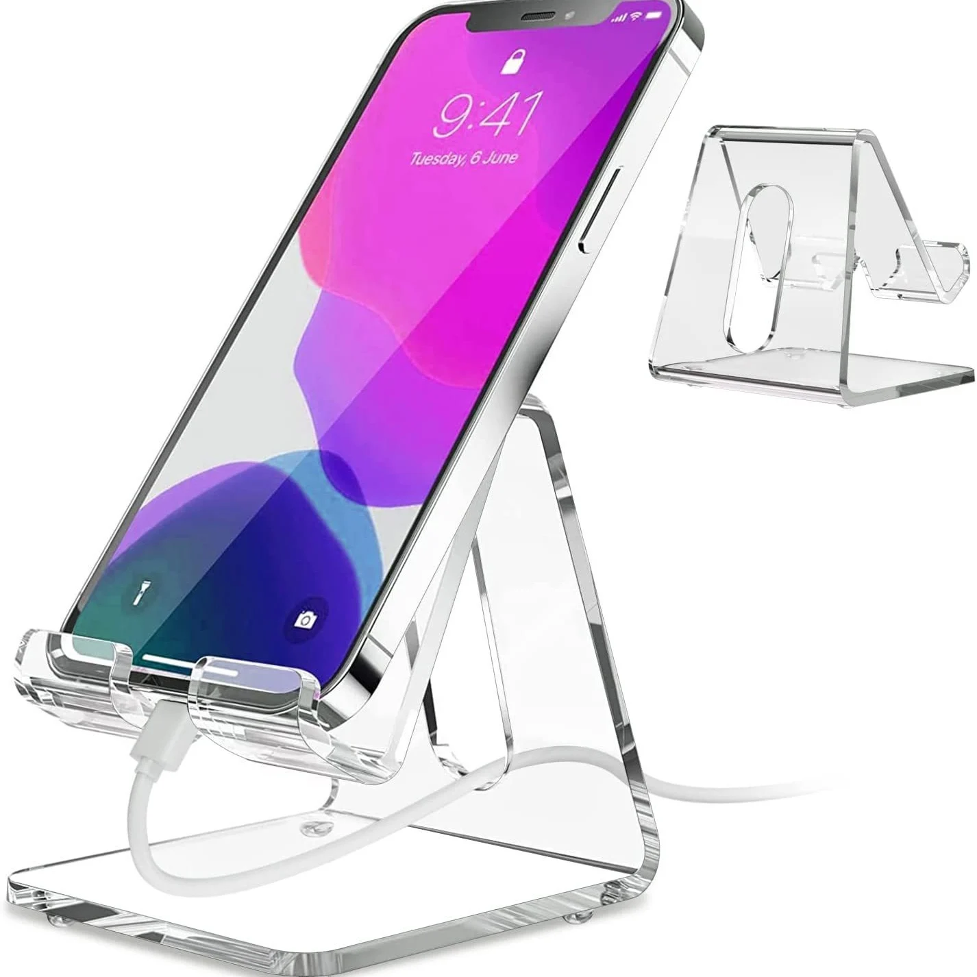 Acrylic mobile phone holder folding desktop ipad tablet multifunctional stone pattern lightweight office 5