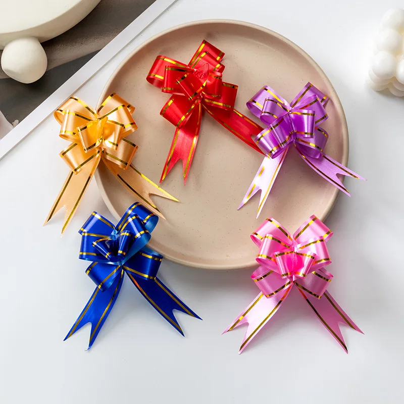 Ribbons, colorful strips, wedding room, ceiling, stairs, living room, wedding room, solid color, gold-rimmed bow, gift packaging 2