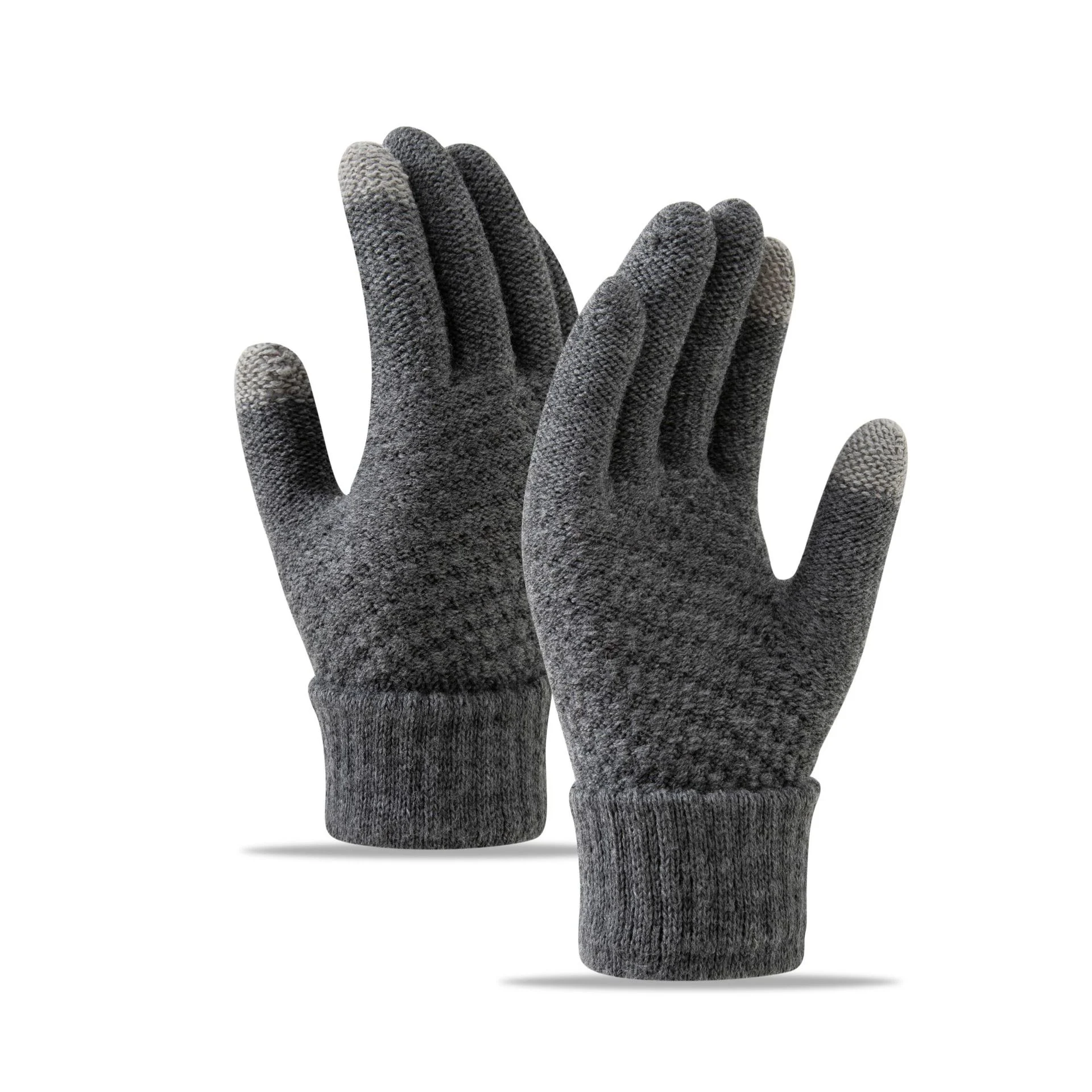 Gloves for men and women, velvet and thickened, outdoor sports cycling knitted touch screen woolen winter warm gloves 4