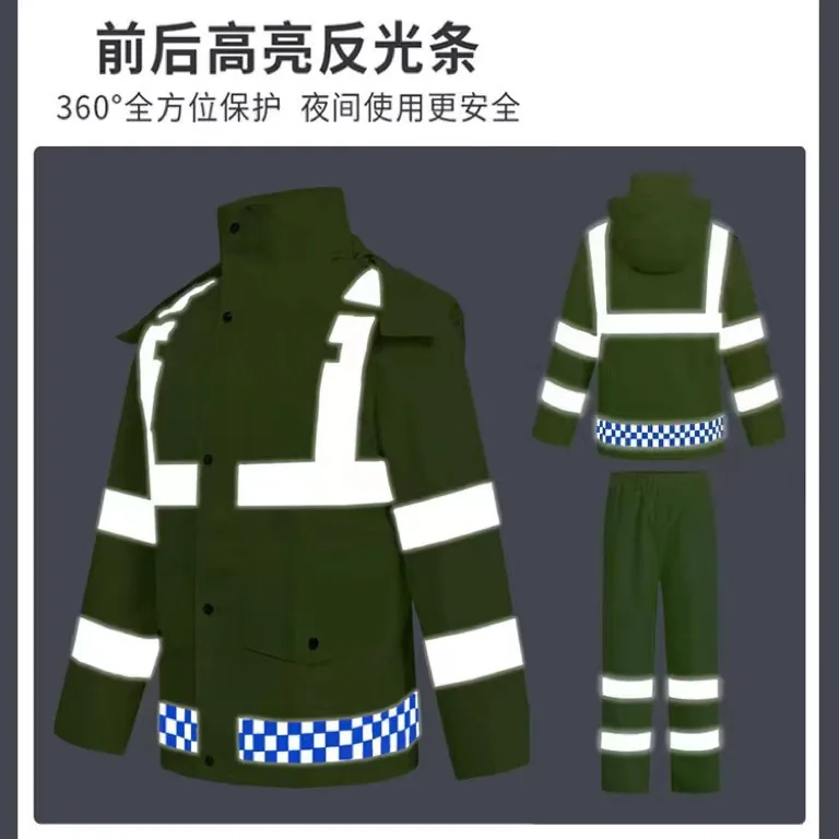 Duty reflective raincoat and rain pants split suit outdoor traffic patrol sanitation rainproof safety raincoat 2