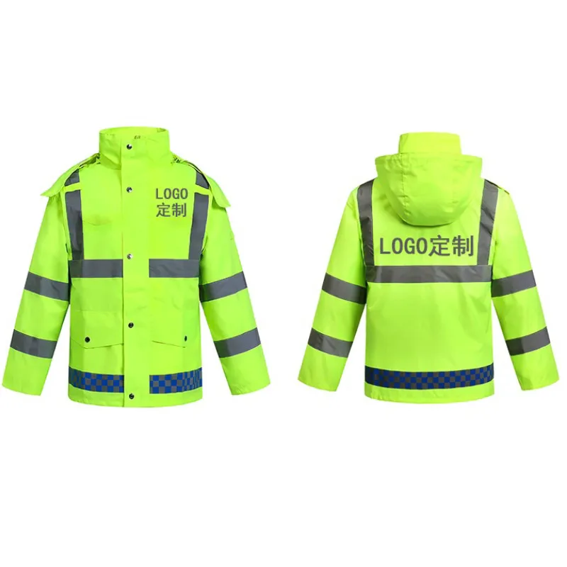 Duty reflective raincoat and rain pants split suit outdoor traffic patrol sanitation rainproof safety raincoat 4