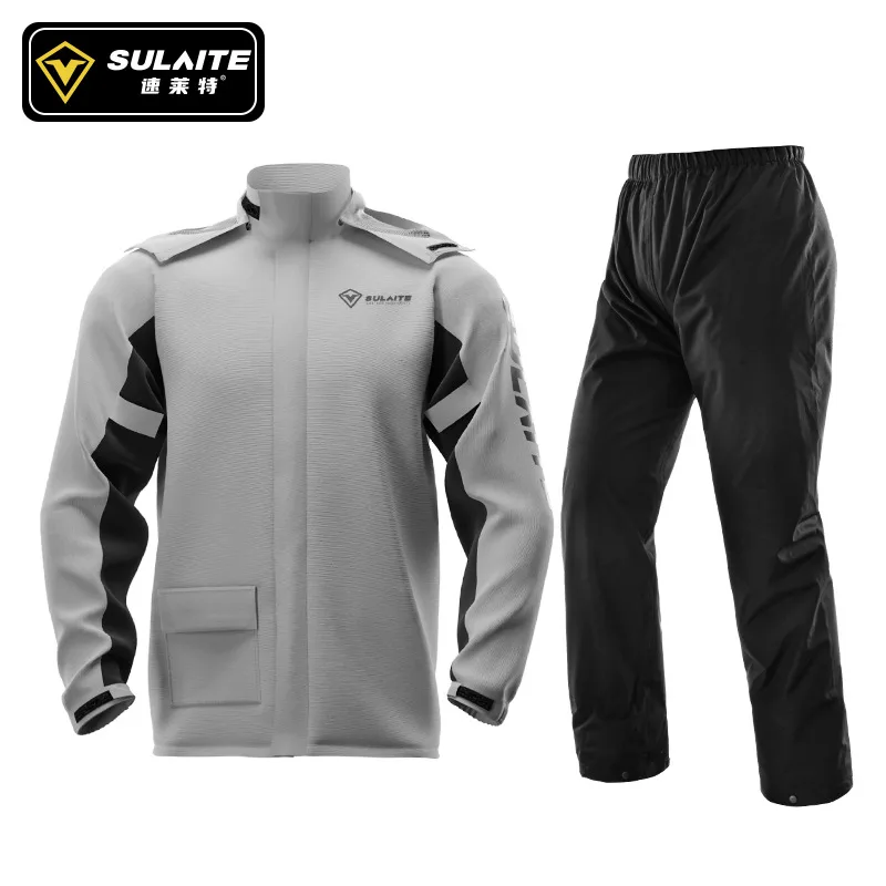 Motorcycle raincoat and rain pants set for outdoor riding full body split raincoat pants with hidden shoe covers 2