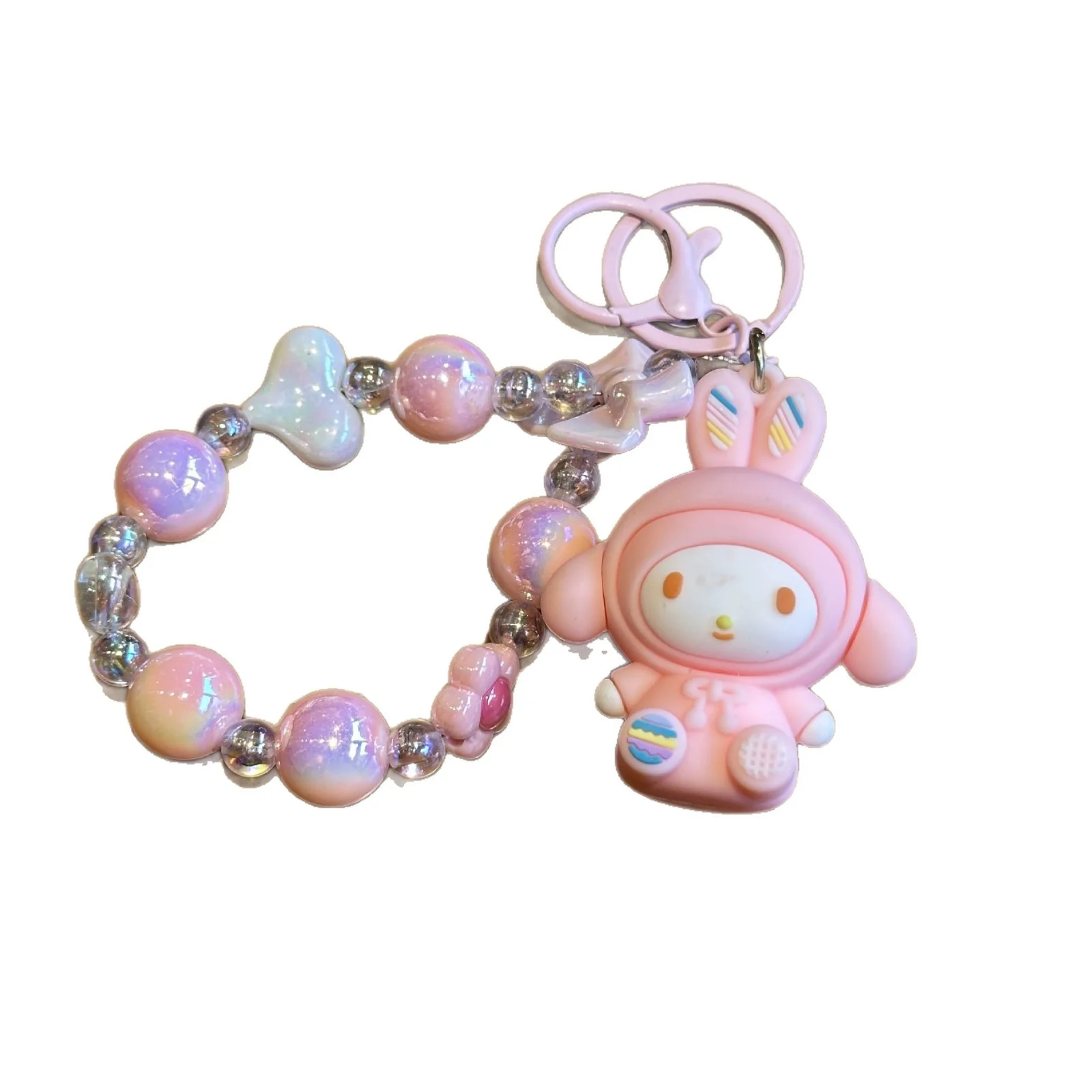 Rabbit Sanrio Flower Bead Chain Pendant Cute Kurome Melody Beads Exquisite Mobile Phone Short Chain Keychain 5