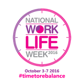 National Work Life Week 2016 logo with hashtag and dates