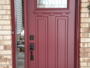 Door with 1/4 lite & decorative shelf & sidelite