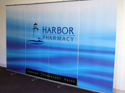 Retractable banner wall.