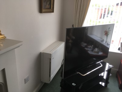 Lounge living room floor mount air conditioner installed Bridgnorth from £1495