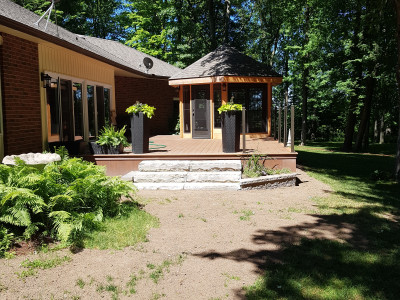 3 of 3: Custom Douglas Fir gazebo, new AZEK deck and glass railings