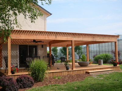 3 of 4: 28' x 30' L-shaped Douglas Fir shade structure