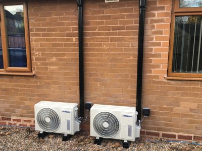 Residential bungalow air con heat pump installation Perton Staffordshire with 0% vat.