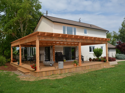 4 of 4: 28' x 30' L-shaped Douglas Fir shade structure