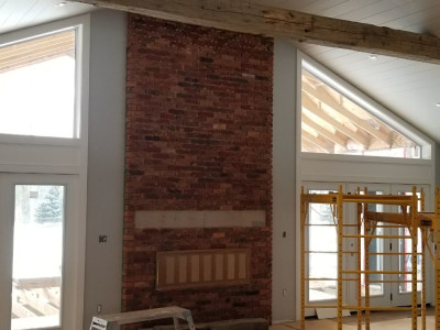 Reclaimed brick fireplace