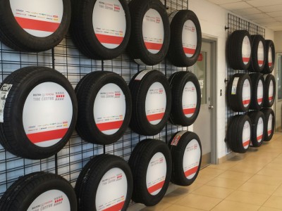 Dealership tire display, Bolton, Ontario.