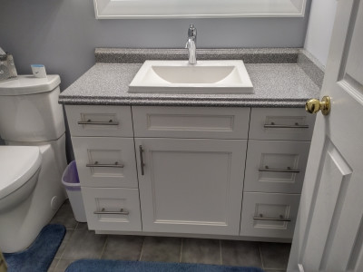 Custom vanity with laminate top