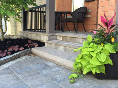 Front entrances are brought to life by using the right mix of products from Permacon