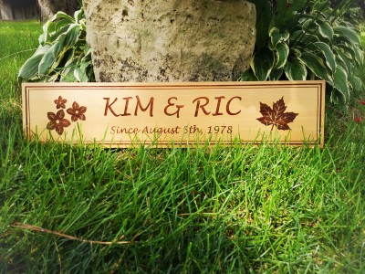 Cedar Engraved Anniversary Sign Ontario Canada