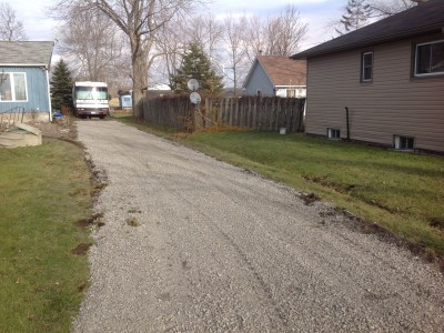 Freshly grated driveway