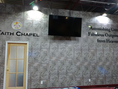 Printed wall mural for chapel stage in Mississauga, Ontario.