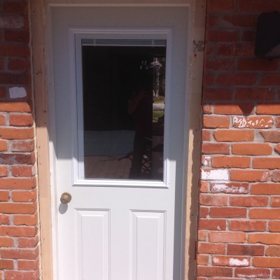 New extrior door installed, flashing and painting of door still to be done