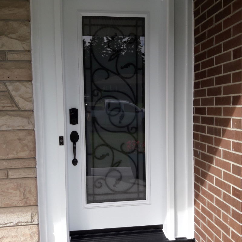 Door with full lite, wrought iron detail