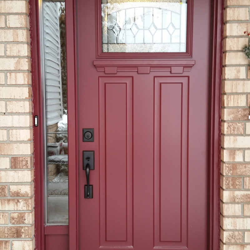 Door with 1/4 lite & decorative shelf & sidelite