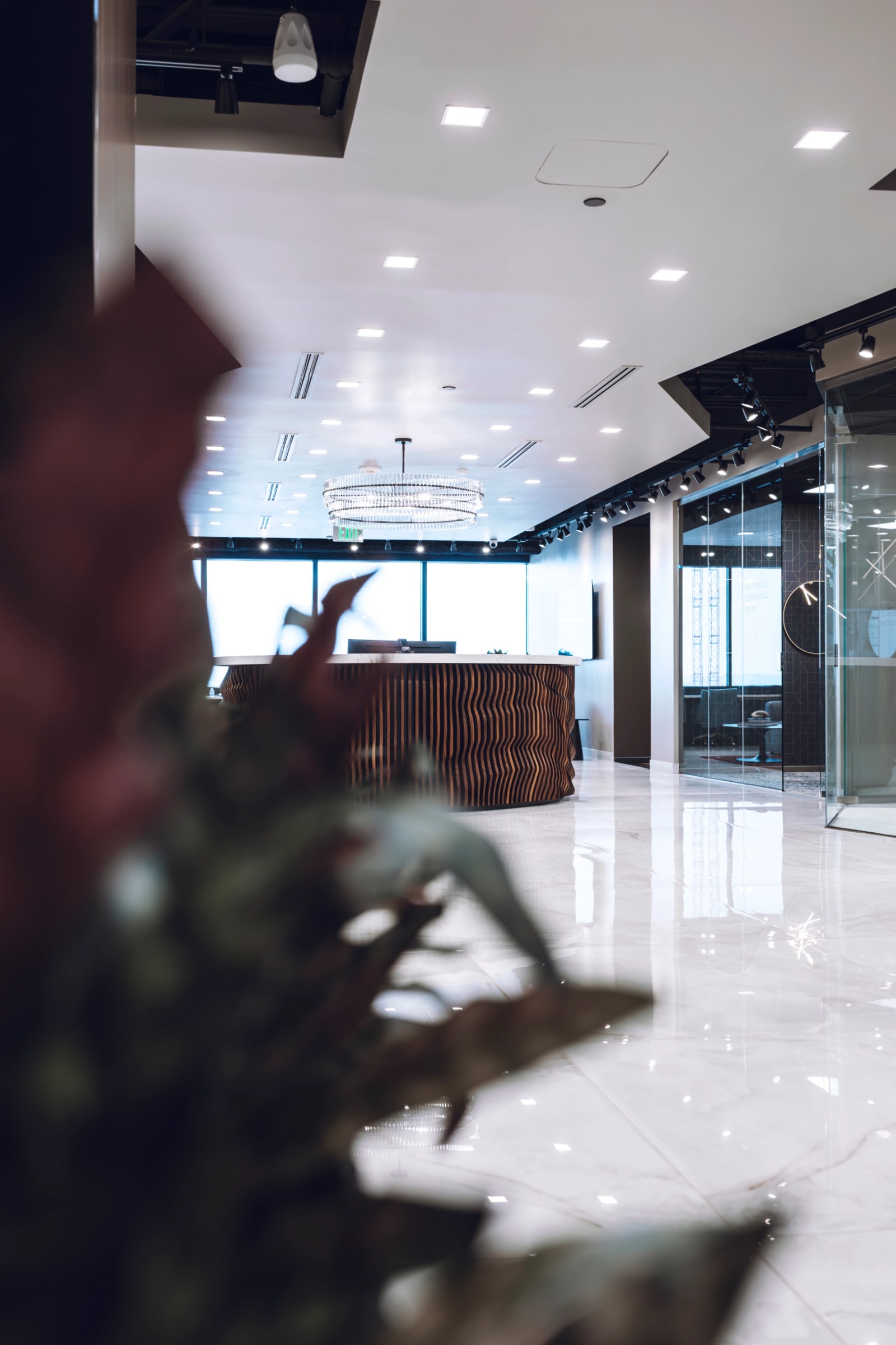 Reception area at Lucid Private Offices Midtown / Music Row with modern design and welcoming workspace.