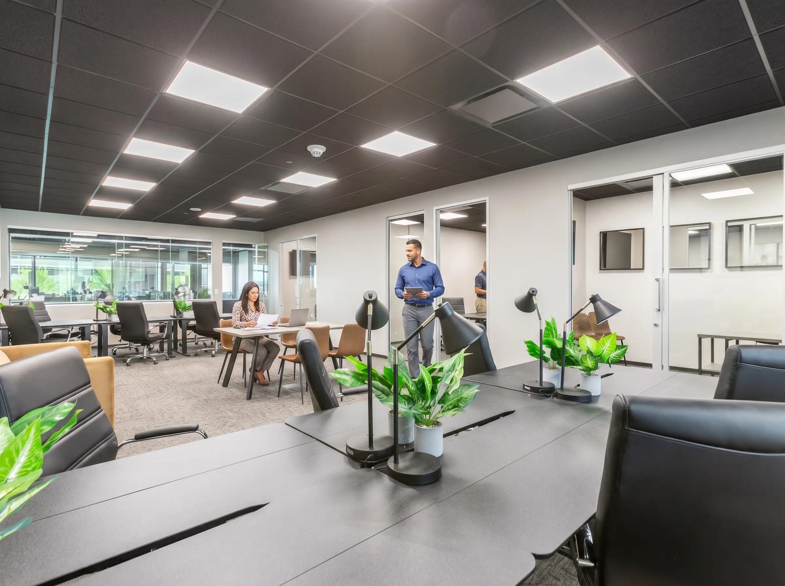 Lucid Private Offices Camelback open coworking space with team members working at desks