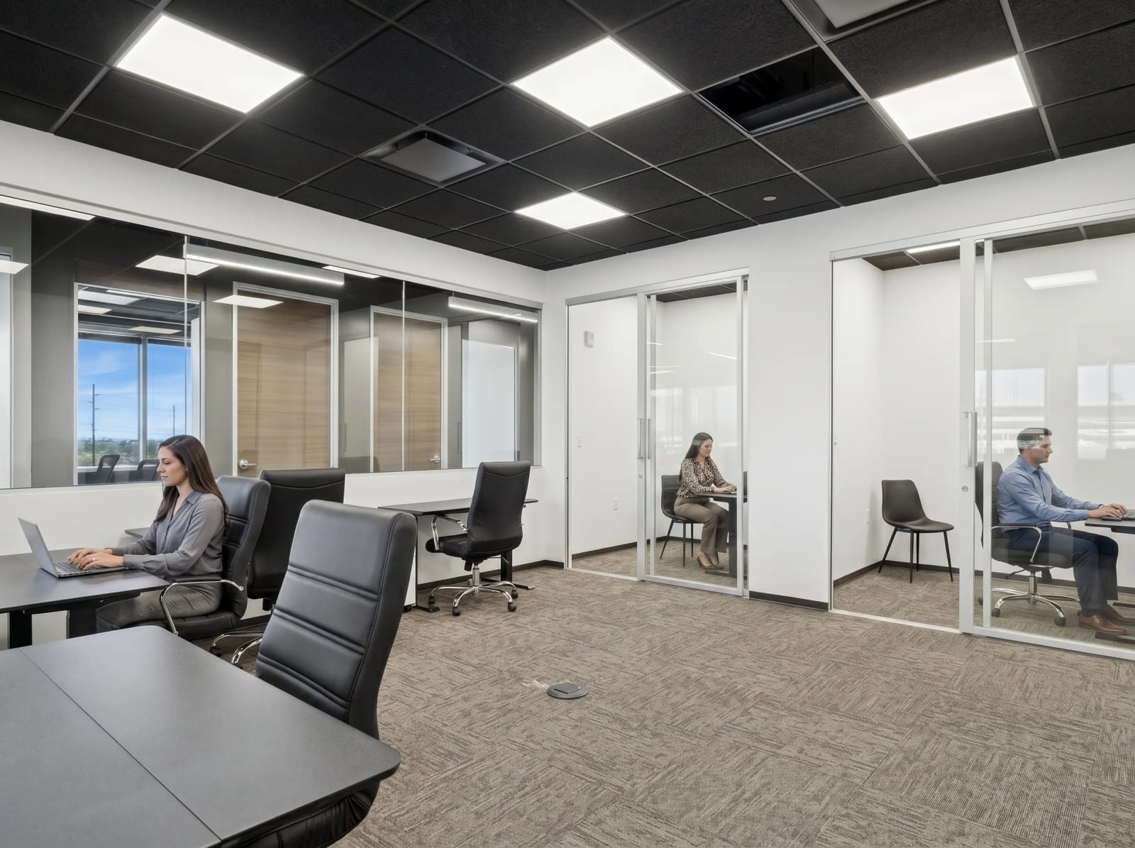 Team bullpen with executive offices