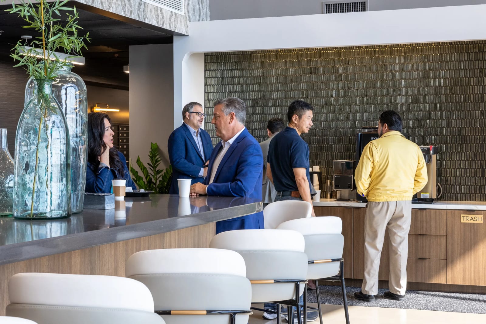 Networking event at Lucid Private Offices coworking lounge at North Central Expressway