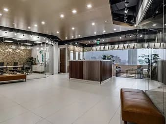 Reception area at Lucid Private Offices - Uptown Houston / Tanglewood