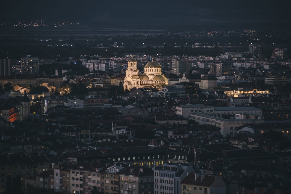 Sofia at night, Bulgaria