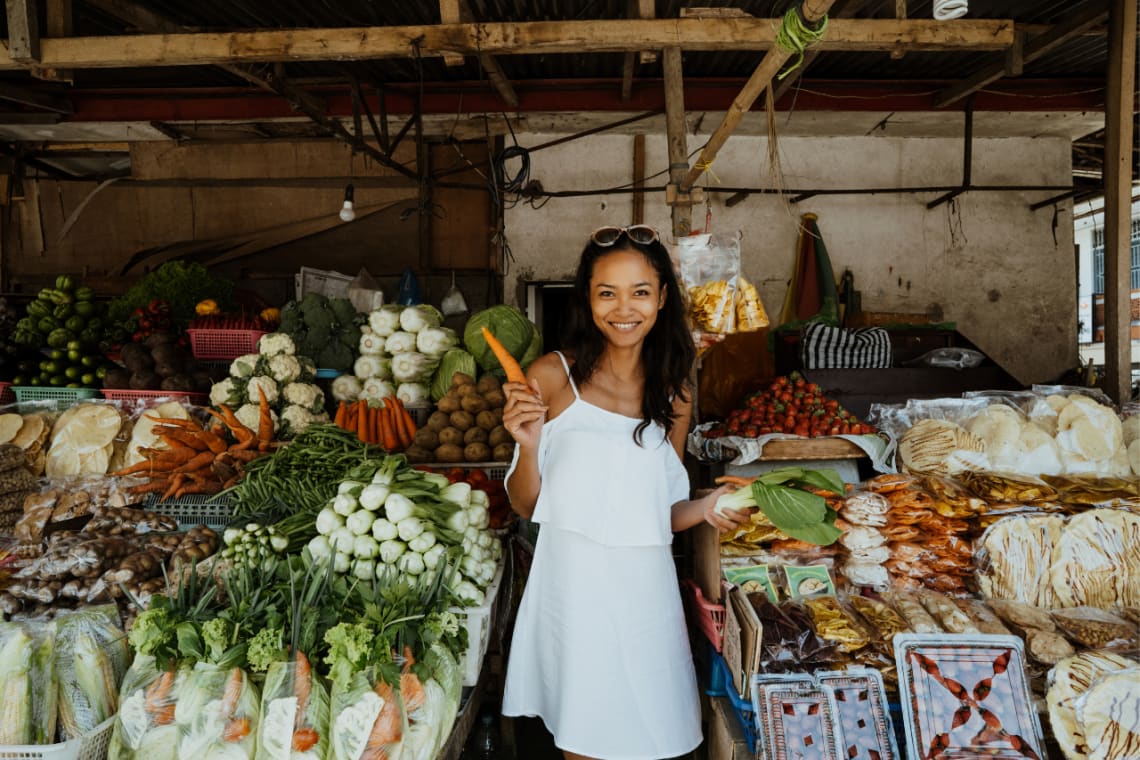 vegan travel and visiting local markets make a great match