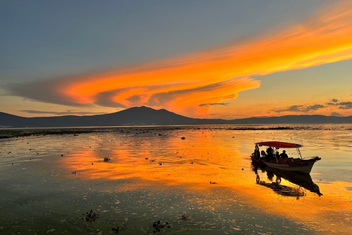 Striking sunset at Lake Chapala. Jalisco, Mexico