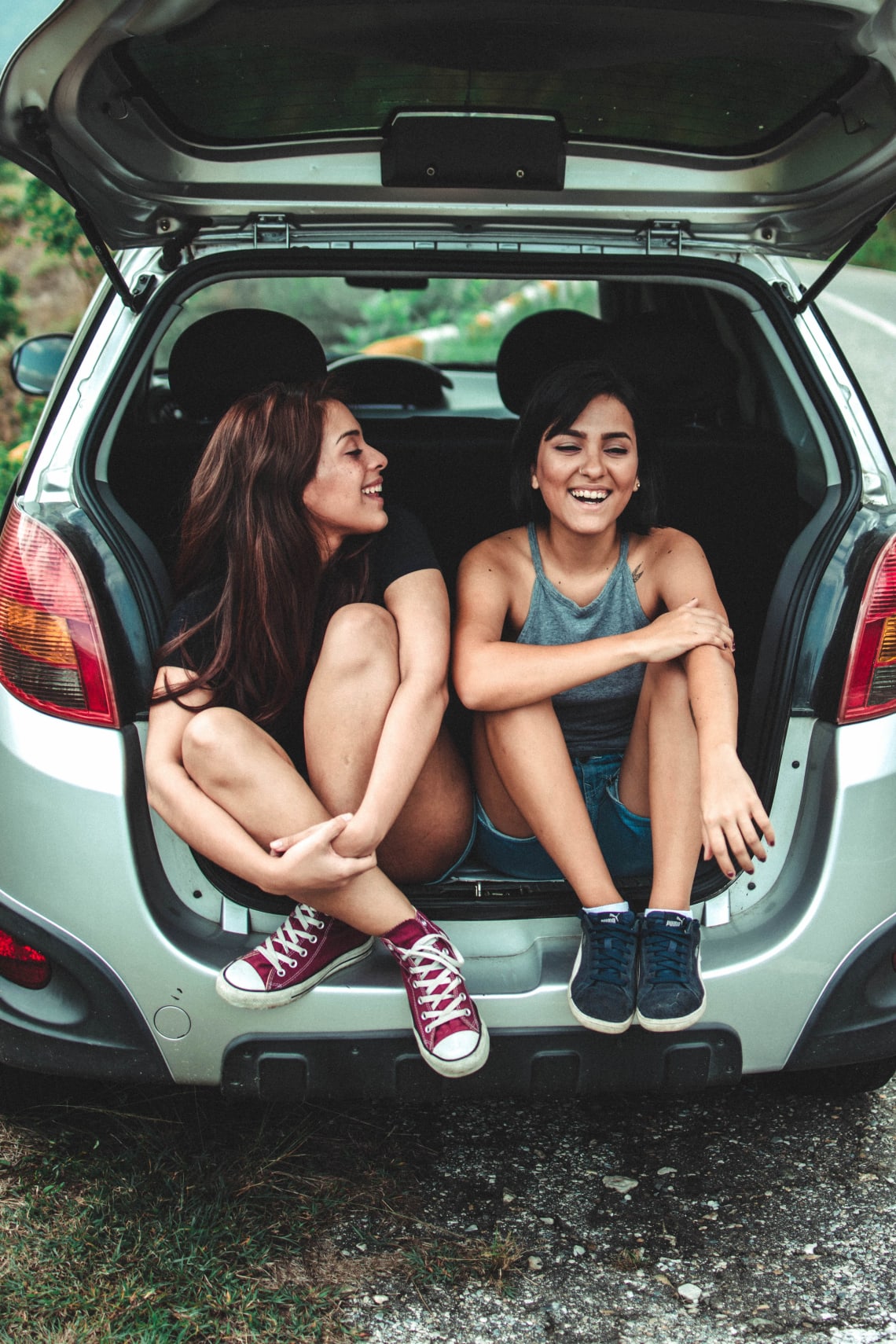 Two women laughing