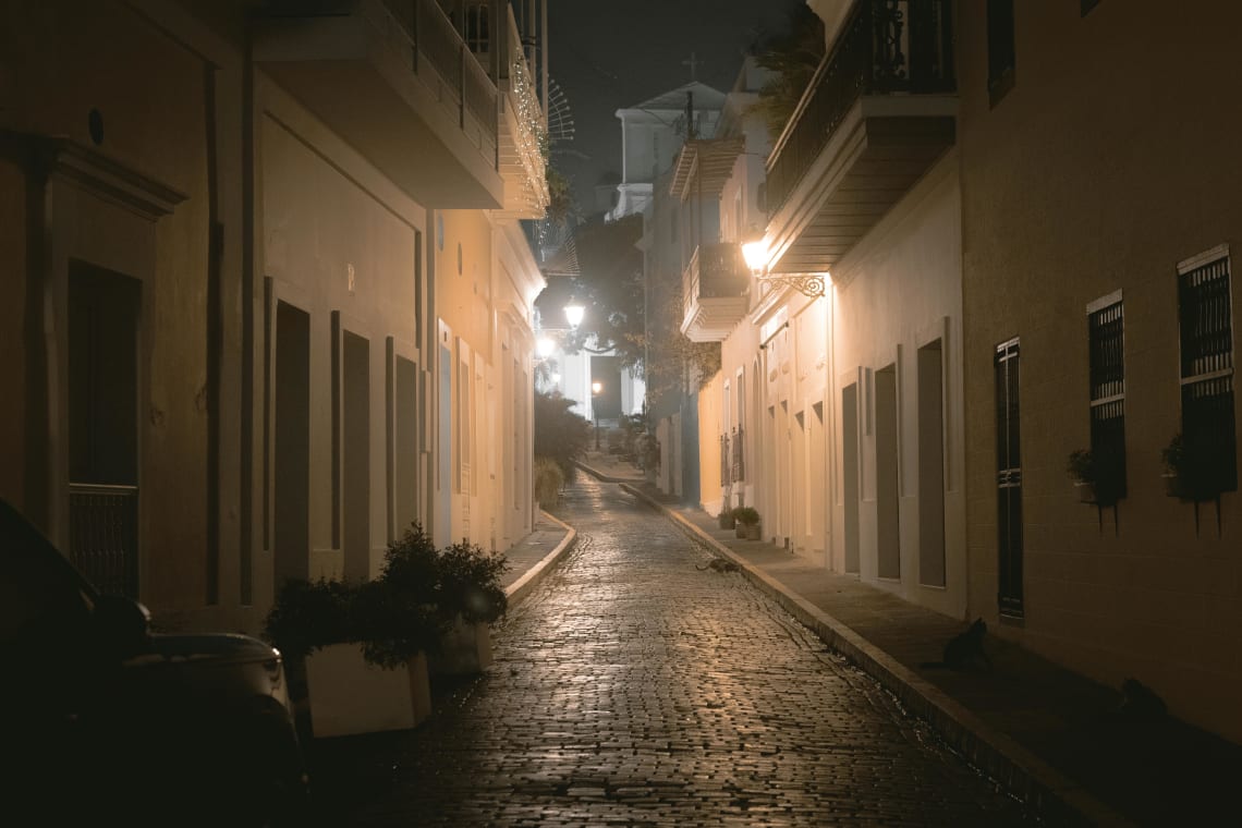 beware when walking around at night in puerto rico, as in most places