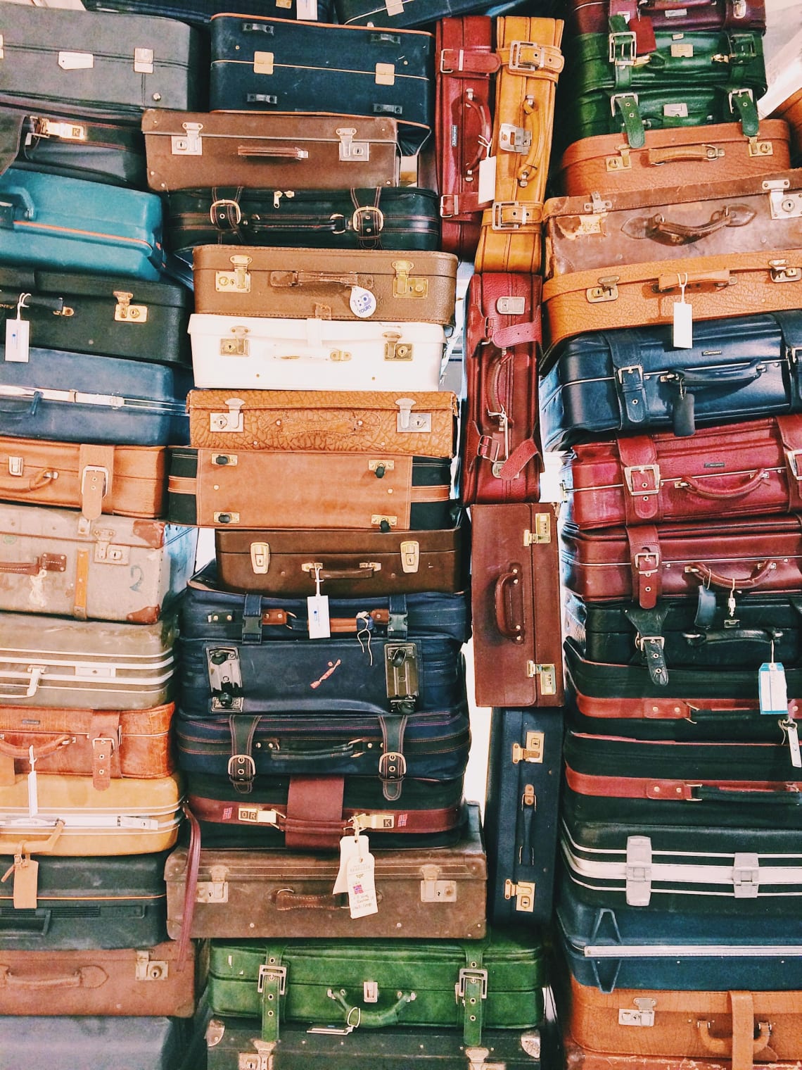 Stacked vintage suitcases