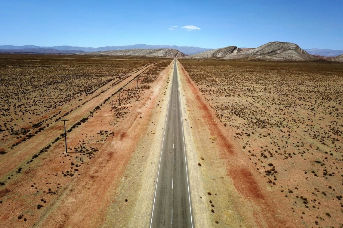 Vista aérea de la ruta hacia La Quiaca