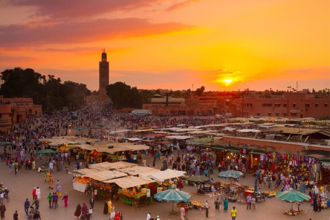 Vista de la plaza principal de Marrakech