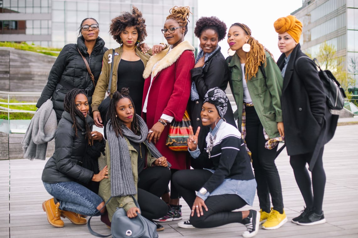 Beautiful black female travelers