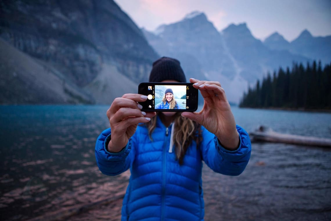 Girl taking a selfie in natural environment