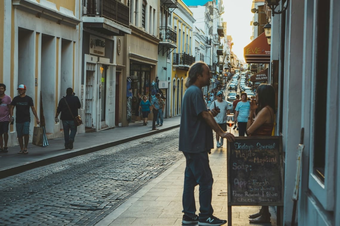 Cobbled-stoned street of Old San Juan