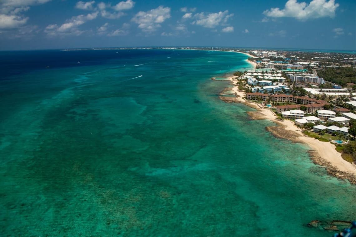 View of the coast of Grand Cayman island