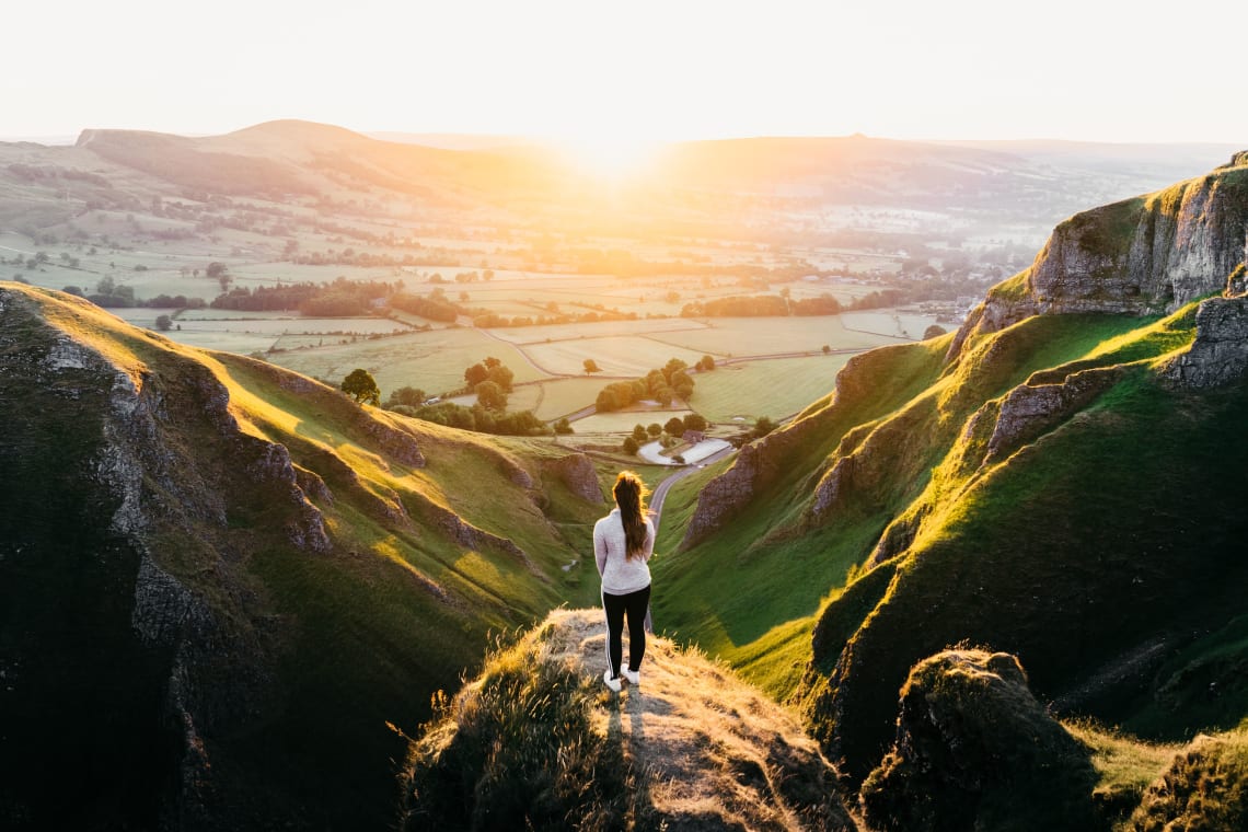 Solo female traveler in the mountains