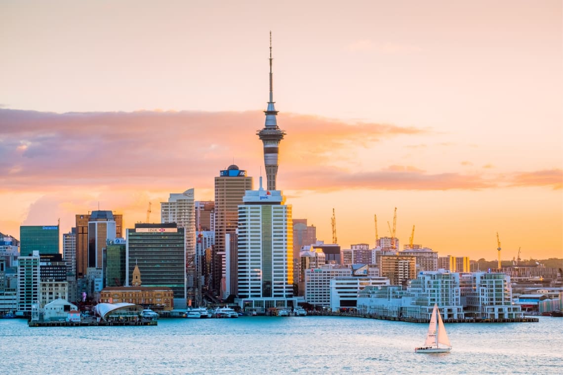 Atardecer en Auckland, Nueva Zelanda, uno de los mejores países para vivir