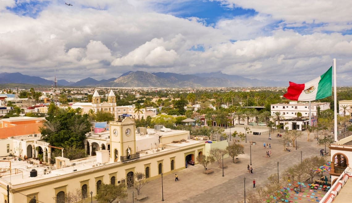 Vista desde lo alto de la zona antigua de San José del Cabo, en Baja California Sur