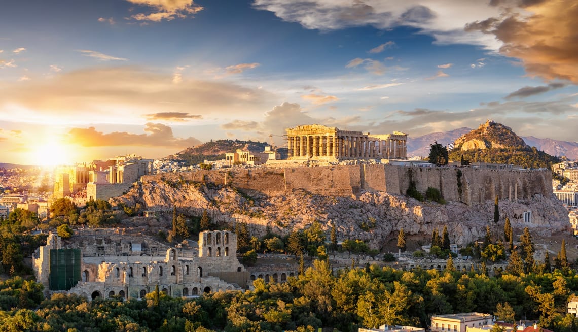 The Acropolis of Athens at sunset